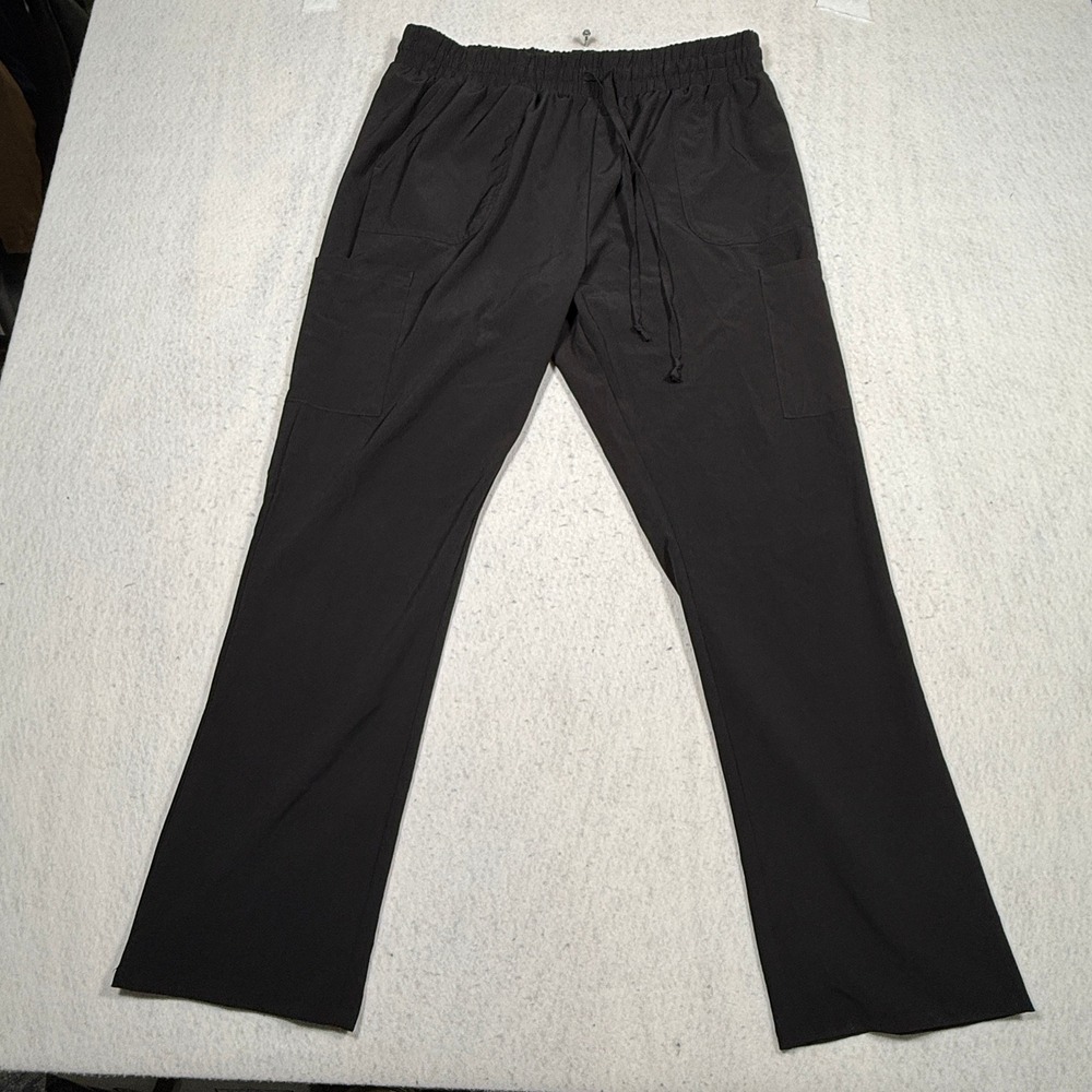 EliteMed Performance Women Black Cargo Scrub Pants XL 1801BLK Drawstring Elastic